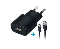 FOREVER 1xUSB 2A TC-01 + kabel USB-C czarna - 1390268 - zdjęcie 1